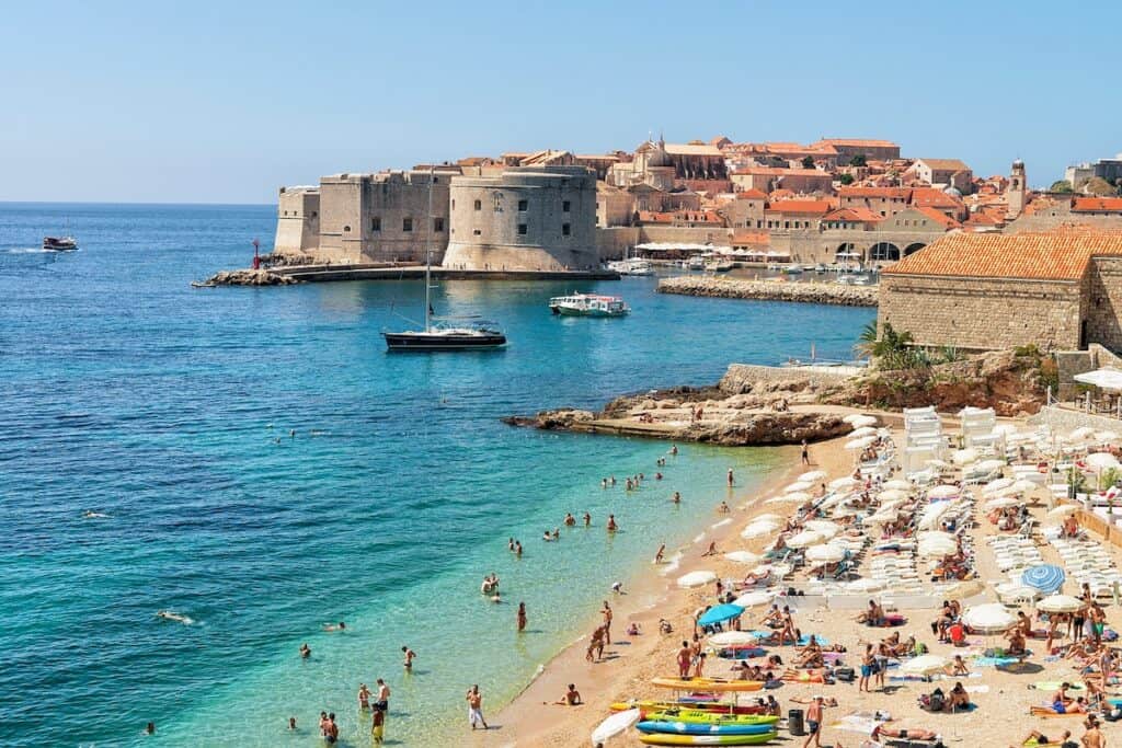 Beach and dubrovnik in the background - Dubrovnik, Dalmatia