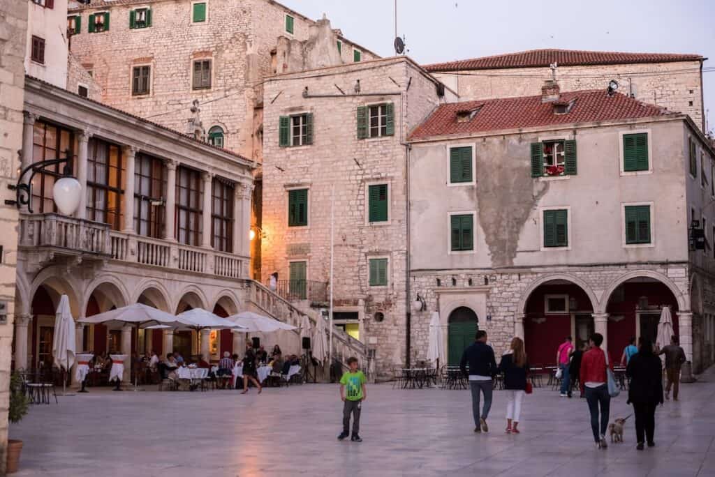 sibenik pjaca evening - Dalmatia, Sibenik